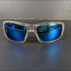 Red Ridge PR-15 Clear Rectangular Sunglasses Translucent with Blue Lenses